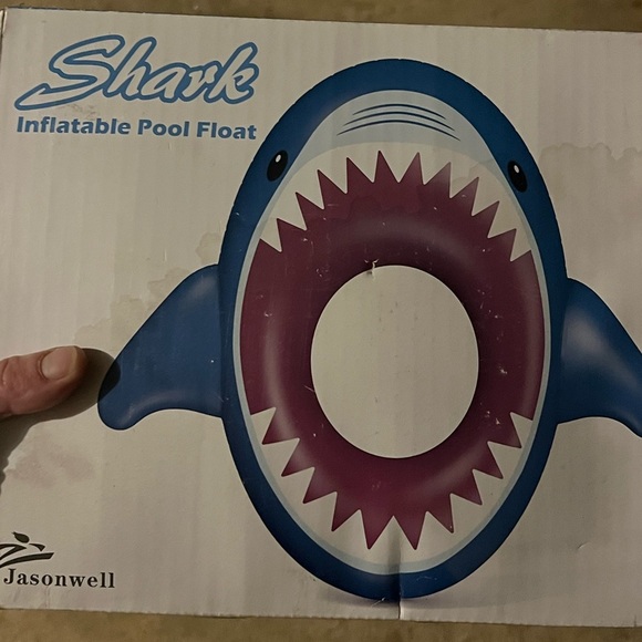 Jasonwell Inflatable Shark Pool Float Shark Floaties Water Fun Summer Beach - Picture 2 of 6